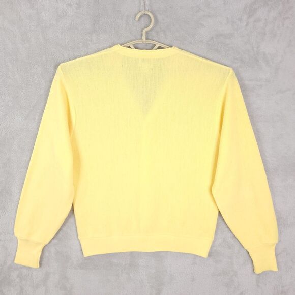 Vintage 80s Izod Lacoste Yellow Cardigan Sweater Large Mens Made In USA Buttons - Picture 8 of 13